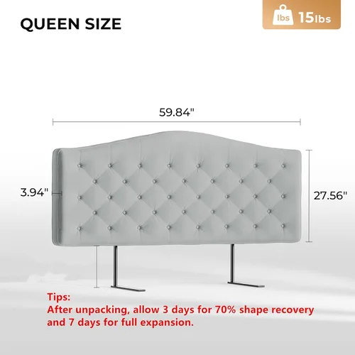 Miniatura 2 de HOMRELEXA Cabecera tapizada tamaño Queen con esponja gruesa de alta densidad de 4 pulgadas, cabecera moderna con botones capitoné Queen solamente