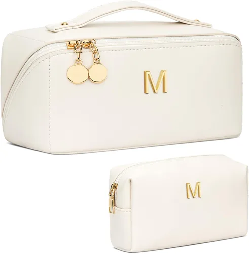 Miniatura 61 de Regalos de cumpleaños para mujeres y adolescentes, juego de bolsas organizadoras de maquillaje con iniciales personalizadas, bolsa de cosméticos