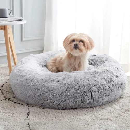 Miniatura 26 de WESTERN HOME WH Cama calmante para perros y gatos, dona acogedora anti-ansiedad, cama redonda cálida y acogedora de piel sintética, suave y azul