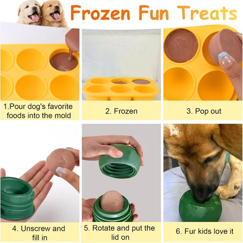Miniatura 5 de BABORUI Moldes de silicona para golosinas de perro de 6 cavidades con tapa para Woof Pupsicle XLarge de hasta 75 libras, aptos para lavavajillas