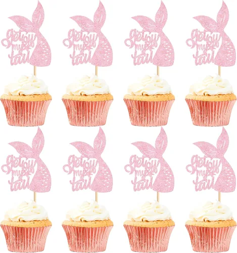 Miniatura 10 de 40 piezas comestibles bajo el mar, sirena, cupcakes, algas, pulpos, estrellas de mar, cupcakes, lindos animales del océano, selecciones de alimentos