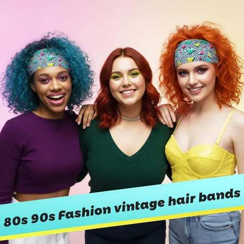 Miniatura 6 de 2 diademas de neón de los años 80 y 90 para mujer, diademas retro para mujer, bandas de pelo de los años 80 para hip hop, estilo de fiesta