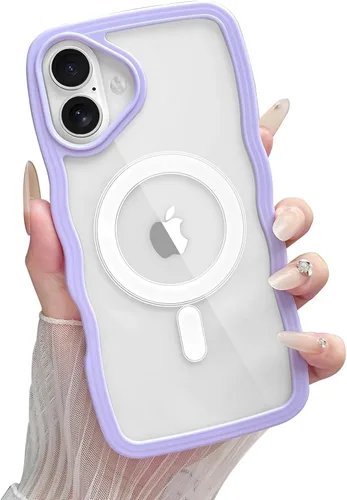 Miniatura 10 de Yeddabox Magsafe - Funda compatible con iPhone 13, diseño de ondas, lindo marco de colores de caramelo con ondas de agua, a prueba de golpes