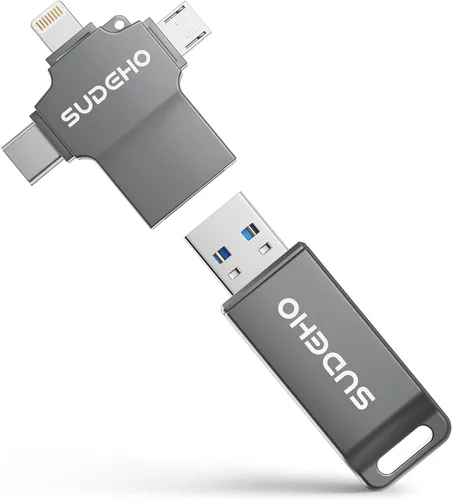 Miniatura 14 de Memoria USB USB con certificación MFi para iPhone, memoria externa 4 en 1 para ahorro de video y copia de seguridad (rosa rosa, 256 GB)