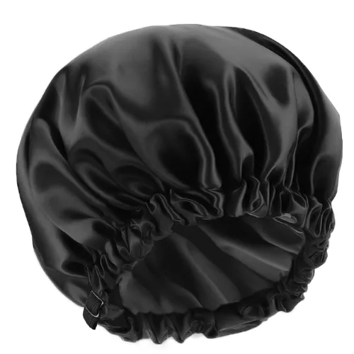 Gorro de ducha para mujer, gorro de ducha de doble forro, gorro de satén real, tamaño ajustable, adecuado para todo tipo de cabello masculino y