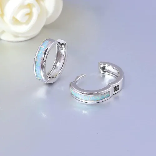 Miniatura 248 de CiNily Aretes Huggie de ópalo con bisagras, chapados en oro, hipoalergénicos, pequeños aretes de aro para mujeres, adolescentes, niñas, hombres