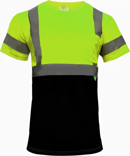 Miniatura 7 de Playeras refractarias de alta visibilidad NY BFS clase 3 con tela antihumedad, parte inferior color negro Verde
