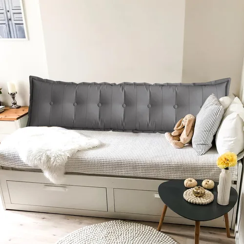 Miniatura 4 de VERCART Almohada grande para cabecero, almohadas de sofá cama, almohada de lectura, almohada de cabecera de cama, almohada de apoyo de Gris