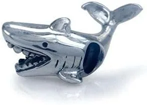 Miniatura 2 de Bolenvi - Abalorio de plata de ley 925 con diseño de tiburón blanco para pulseras o collares
