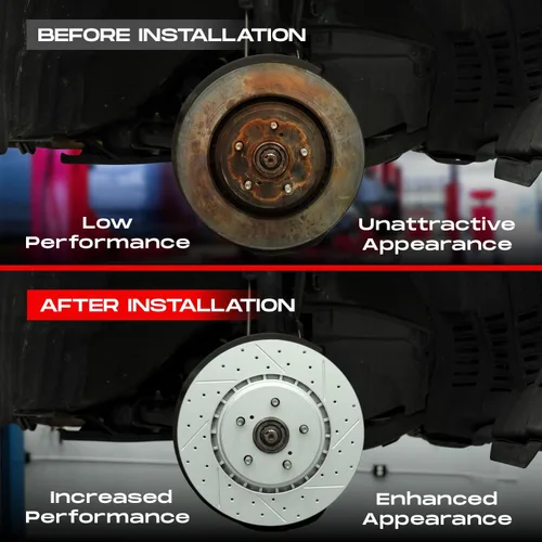Miniatura 7 de R1 Concepts Frenos delanteros y rotores Hardware incluido Kit de pastillas de freno y rotores delanteros Optimum OEp Compatible con Lexus