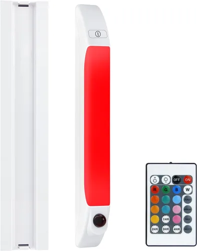 LUXSWAY Luz LED para debajo del gabinete con control remoto, luces que cambian de color accionadas a pilas con temporizador, barra de luz regulable,