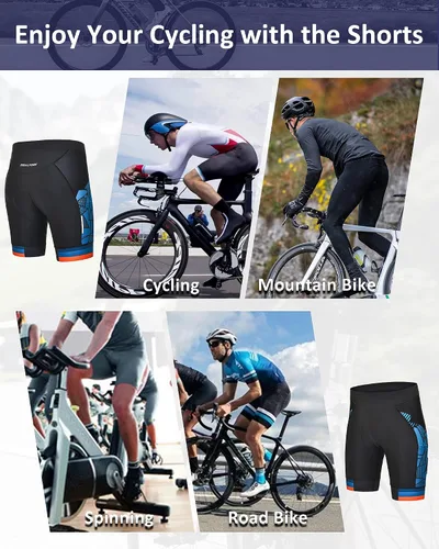 Miniatura 5 de DEALYORK Pantalones cortos de ciclismo acolchados para hombre, ropa interior de bicicleta con acolchado 3D, forro de montaña, para ciclismo
