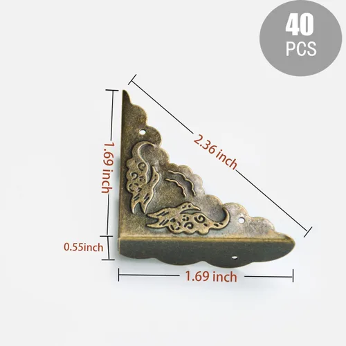 Miniatura 2 de 40 piezas de protectores de esquina de muebles metálicos, esquina decorativa antigua para caja de joyería, para caja de almacenamiento, joyero