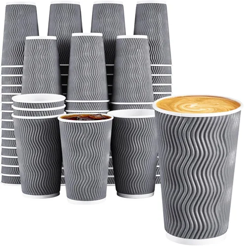 Miniatura 12 de Lamosi 500 Unidades Vasos de Café Aislados de 8 oz al Por Mayor, Vasos de Papel Desechables Sin Tapas 8oz, Diseño de Pared Corrugada Ondulada