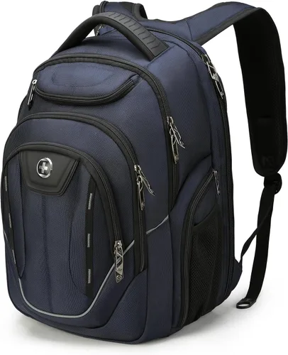Miniatura 13 de Swissdigital Design TSA - Mochila para laptop de negocios para hombre, mochila de viaje con puerto de carga USB, mochilas universitarias