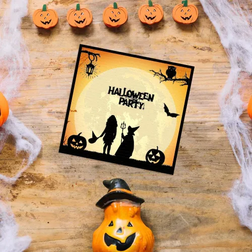 Miniatura 5 de Threetols Marco de Halloween sellos transparentes para hacer tarjetas, palabras de bruja fantasma, sello de goma transparente, para árbol, calabaza