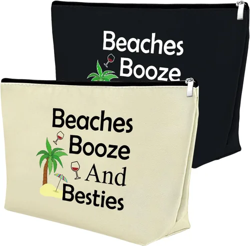 Miniatura 15 de Mxrymvu Regalos de playa para mujeres, bolsa de maquillaje, regalos para amantes de la playa, 2 piezas beige.