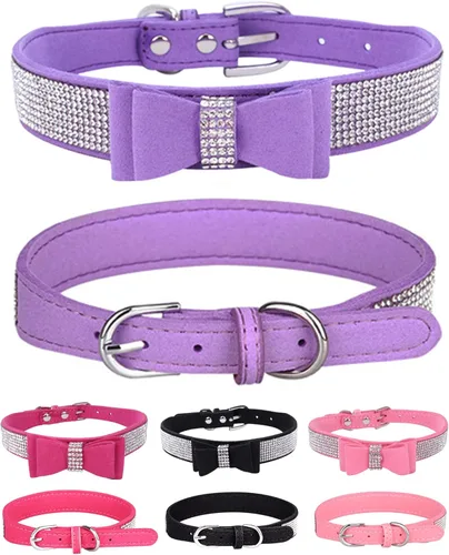 Miniatura 7 de Collar brillante para perros pequeños, medianos y grandes, collares de perro con corona de diamantes de imitación para perras y perros machos, Rosa3