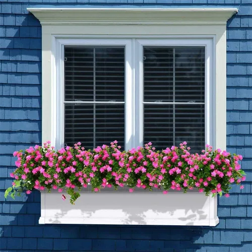 Miniatura 6 de 8 paquetes de flores artificiales para exteriores, mamás falsas resistentes a los rayos UV, plantas de plástico para interiores y exteriores