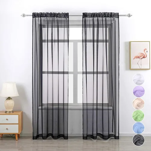 GYROHOME Cortina de gasa transparente con bolsillo para barra, filtro de luz solar, protege la privacidad de poliéster transparente para sala de