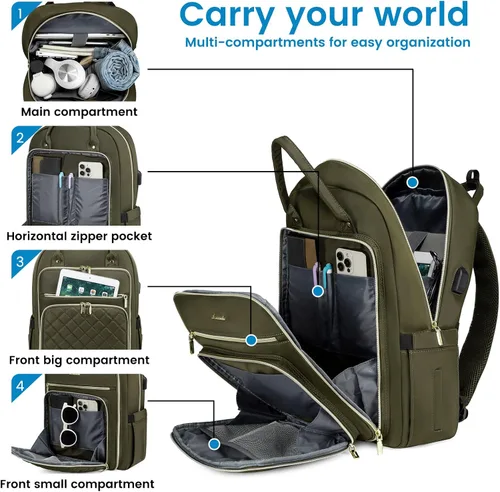 Miniatura 2 de LOVEVOOK - Mochila para portátil para mujer, resistente al agua, mochila de trabajo y viaje, con cartera, elegante, mochila para la universidad