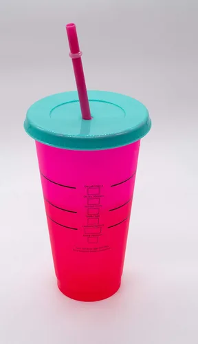Miniatura 5 de ASTOR - Vasos que cambian de color Juego de 5 vasos reutilizables con tapas y pajitas Vaso frío de 24 onzas Vasos de café helado