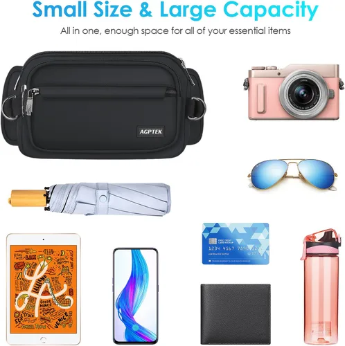 Miniatura 3 de AGPTEK Fanny Pack for Women Men, RFID Large Capacity Waist Wallet Bag, Adjustable & Waterproof Bum Belt Pouch for Travel, Running, Shopping, Hiking