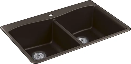 Miniatura 19 de KOHLER 28003-1-CM1 Kennon® - Fregadero de cocina de 25 pulgadas de montaje superior o inferior, incluye estante para fregadero, color negro mate