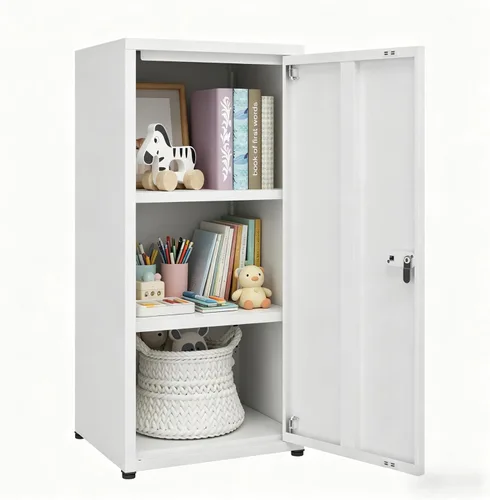 Miniatura 11 de MIOCASA Metal Storage Cabinet with Lock, 3 Adjustable Shelves Single Door Steel Locker for Home, Office & Garage (Black)