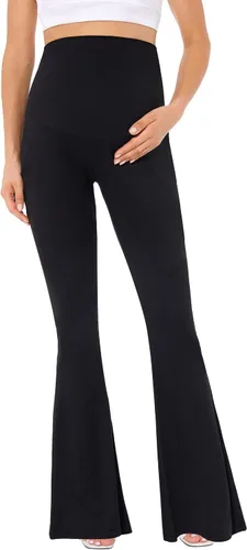 Miniatura 3 de Pantalones acampanados de maternidad sobre el vientreleggings elásticos con parte inferior acampanada estilo palazzo para yoga y trabajo