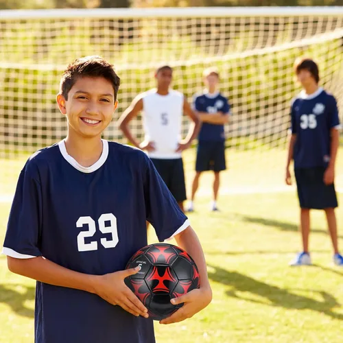 Miniatura 6 de Deekin Balón de fútbol a granel con aguja de bomba de tamaño 5/4/3 desinflado, pelota de fútbol oficial para interiores y exteriores, accesorios