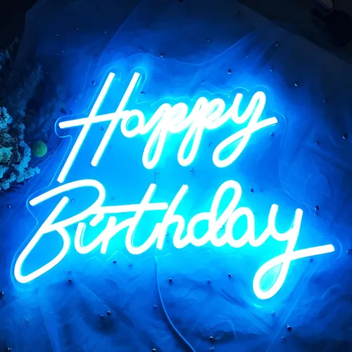 Miniatura 14 de Letrero de neón de feliz cumpleaños, reutilizable, luz LED de neón rosa, decoración de fiesta de cumpleaños, funciona con USB, decorativo para telón