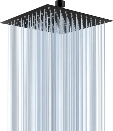 Miniatura 30 de Voolan - Regadera tipo lluvia de metal, cuadrada, de alto flujo, cobertura de cuerpo completo en cascada, montaje universal para techo o pared