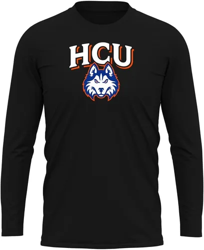 Miniatura 39 de Camisa deportiva de manga larga oficial de la NCAA Collegiate para hombre, colección negra con logotipo primario