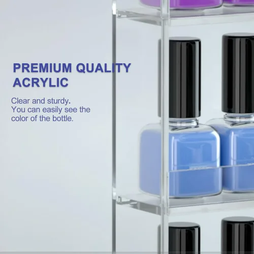 Miniatura 4 de FEMELI Estantes de pared para esmaltes de uñas de 20 * 24 Pulgadas 1 Paquete, capacidad hasta 120 botellas, organizador de estante para esmaltes