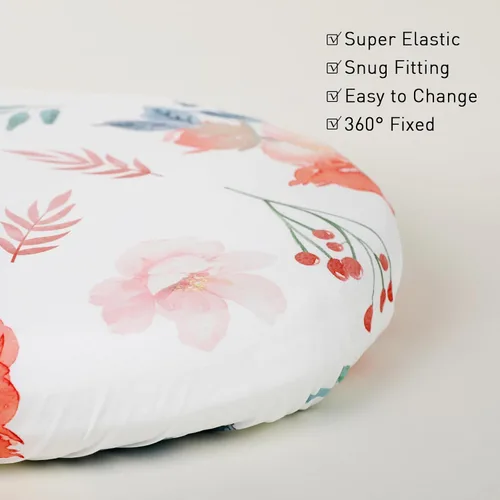 Miniatura 7 de Gllquen Baby Paquete de 4 sábanas de moisés, transpirable y acogedora, sábana bajera elástica para cuna de viaje, patrón floral de moda, sábanas
