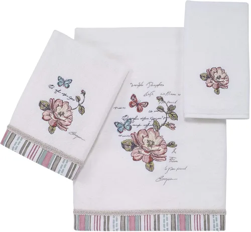 Miniatura 6 de Avanti Linens Butterfly Garden Collection, toalla de mano bordada, color blanco