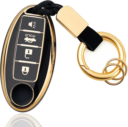 OLLEN Funda para llavero de TPU de 4 botones con anillo sin tornillos, apta para Nissan Altima Sentra Maxima Murano Rogue Armada Pathfinder, funda