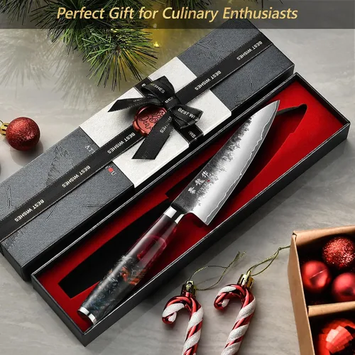 Miniatura 7 de Cuchillo japonés de 5.5 pulgadas, cuchillo de chef profesional forjado a mano VG10, cuchillos de pelar ultra afilados con mango ergonómico, cuchillo