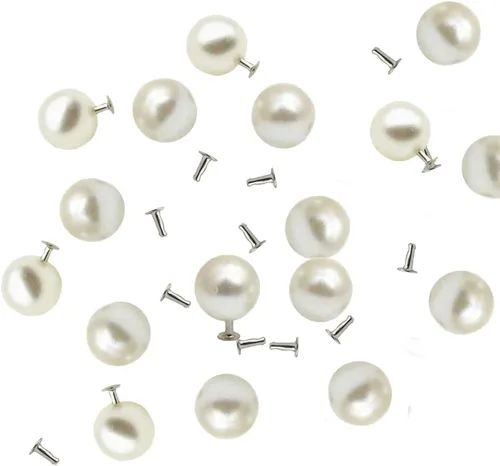 Miniatura 5 de AKOAK Juego de 100 remaches de perlas, remaches de perlas de imitación de medio agujero, botones para sombrero, zapato, ropa, bolsa, falda, velo