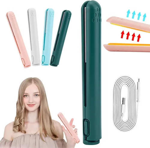 Miniatura 11 de Mini plancha de pelo de doble propósito, cerámica, portátil, 2 en 1, azul