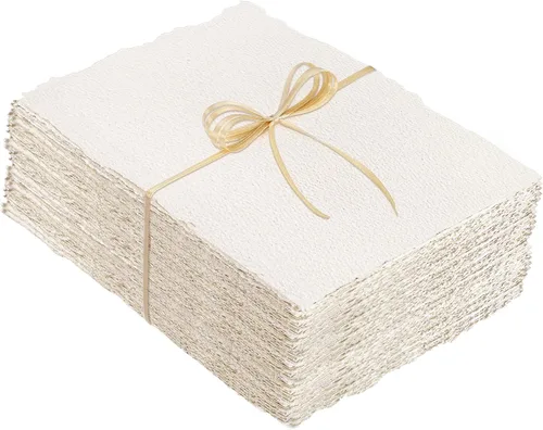 100 Hojas de Papel para Acuarela 4 x 6 Pulgadas, 300 GSM Papel con Bordes Rugosos Papel Texturizado Hecho a Mano para Acuarelas, Invitaciones de