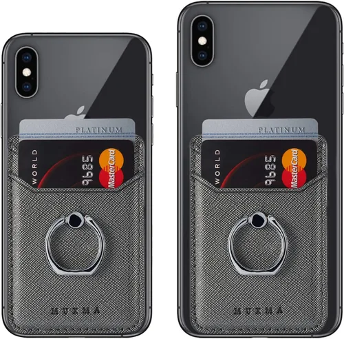 Miniatura 3 de Tarjetero de piel RFID para teléfono con adhesivo de crédito, tarjetero adhesivo para mujeres y hombres, parte trasera del teléfono para la mayoría