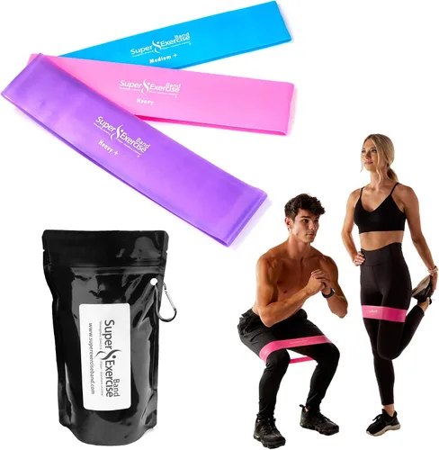 Miniatura 27 de Mini bandas de bucle extra largas sin látex de 14 x 3 pulgadas de EE. UU. en 3, 5, 10 paquetes de 10 unidades. 10 fortalezas para entrenamiento
