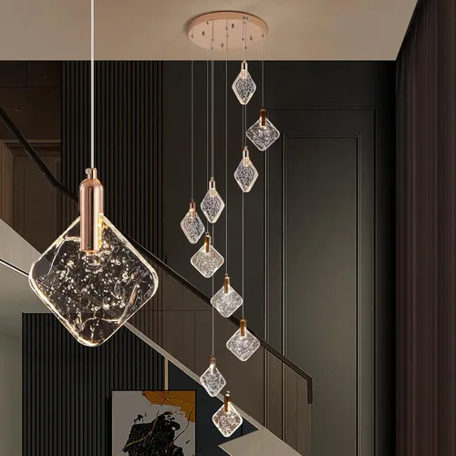Miniatura 11 de Lámpara colgante de cristal de diamante de 1 luz, lámpara colgante mini para techo en acabado de latón cepillado dorado, lámpara colgante LED
