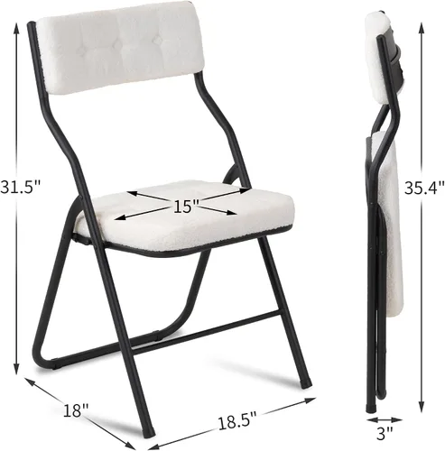 Miniatura 3 de HOMEFUN Paquete de 4 sillas plegables acolchadas, sillas de comedor plegables con cojín, asiento adicional portátil y ensamblado para invitados