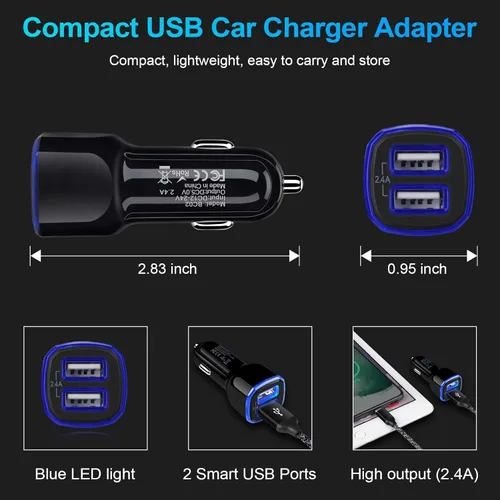 Miniatura 5 de Cargador de coche para iPhone, 5 unidades de 2.4A 12 V, adaptador USB para iPhone 17 16e 16 15 14 13 12 11 SE XR XS X 8 7 6, Samsung Galaxy S25 S24