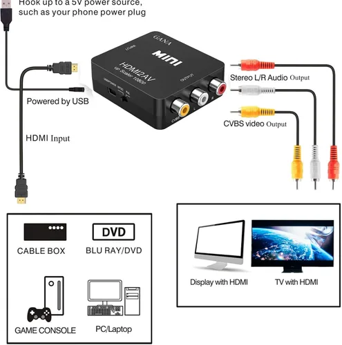 Miniatura 3 de Yoidesu Digital a AV a Video Composite Audio AV CVBS Adaptador Convertidor (Negro)