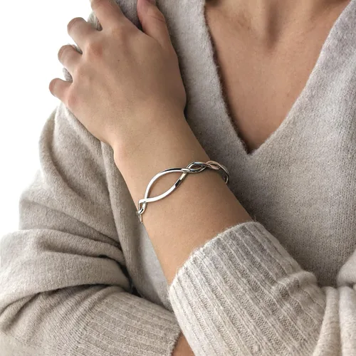 Miniatura 3 de Silverly Pulsera de plata de ley celta para mujer, pulsera de plata trenzada trenzada ajustable, regalo de dama de honor para mejor amiga, pulseras