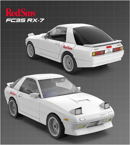 Miniatura 3 de dOMOb Initial-D Mazda RX-7 FC3S - Kit de bloques de construcción de automóvil japonés blanco - Juguetes de ladrillos para niños y adultos de 8 años